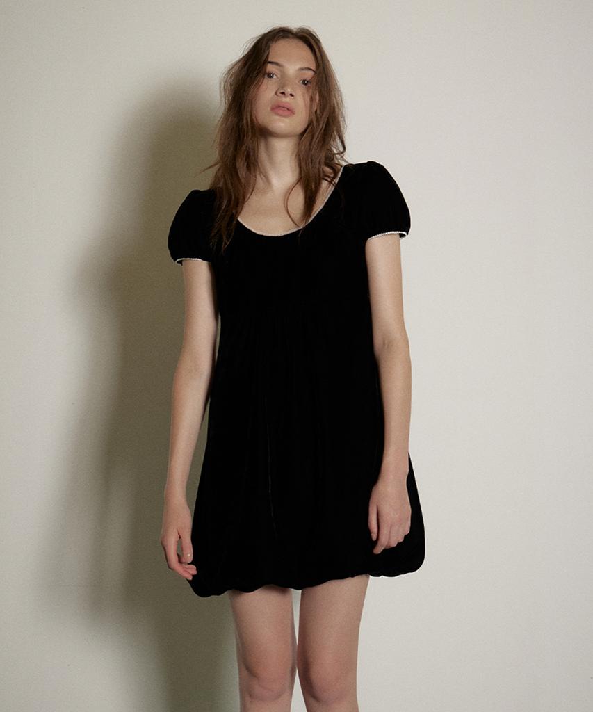 Assenti Velvet Doll Dress_Black