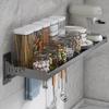 Wall-Mounted Kitchen Spice Rack: No-Punch, Moisture-Proof, Durable Microwave Oven Storage Shelf.