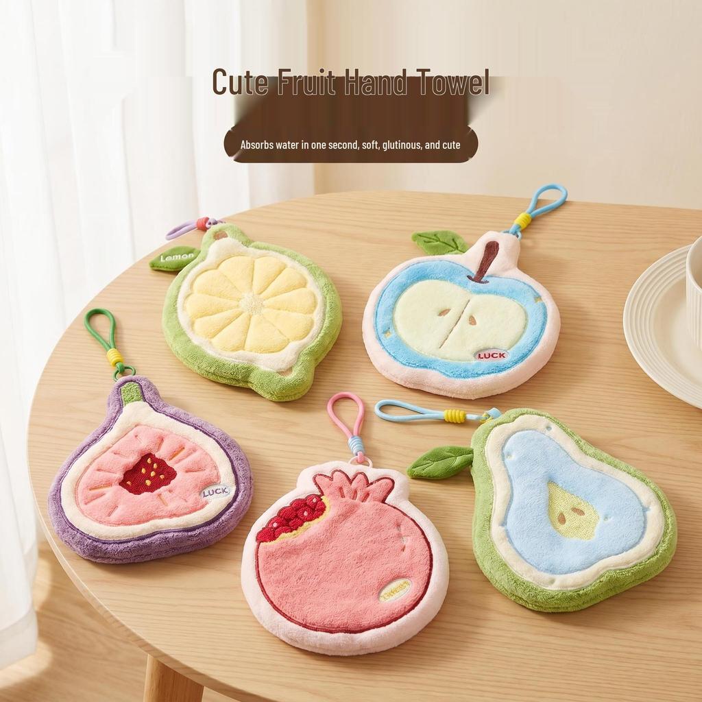 Cartoon Fruit-Shaped Coral Fleece Hand Towel - Absorbent Kitchen & Bathroom Cloth