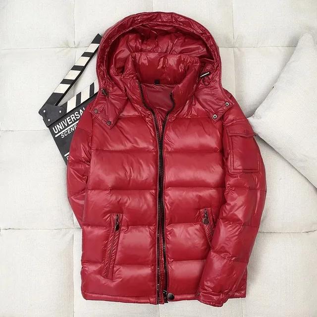 Brand White Duck Down Coats Man Winter Fashion Solid Zipper Outwears Thicken Down Jacket Men Casual Hood Shiny Warm Loose Parkas