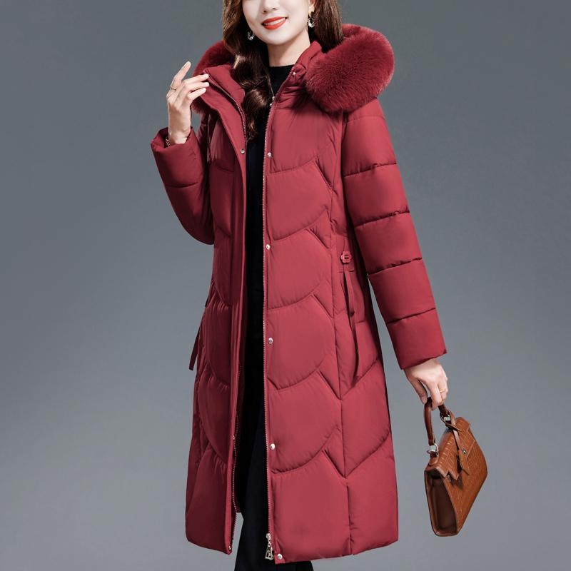 Middelaldrende Kvinners Kåper Vinter Lange Parkaser Hette Fuskepelskrage Tykke Varme Hverdagslige Kvinnejakker