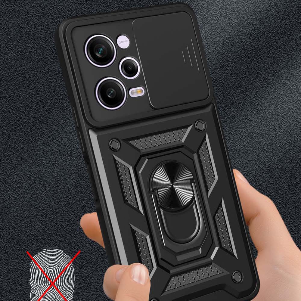 Case For Redmi Note 11 12 13 Pro +/Note 11 12 13 11s 12s 10C 12C 13C Slide Camera Protector 360 Ring Armor PC Hard Cover