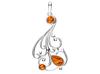 Elegant Silver Teardrop Necklace with Baltic Amber Drop Long 70cm