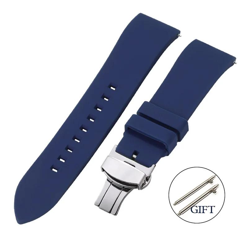 Quick Relase Silicone Rubber Watch Strap 18mm 19mm 20mm 22mm 24mm Sports Watchband Butterfly Clasp Watch Strap Black Brown Red