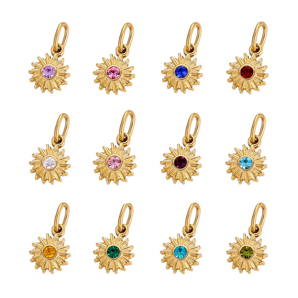 CARLIDANA Ins Style French Vintage Gold Color Sun Charms With Natural Stone Star Shine Stainless Steel DIY Fashion Jewelry