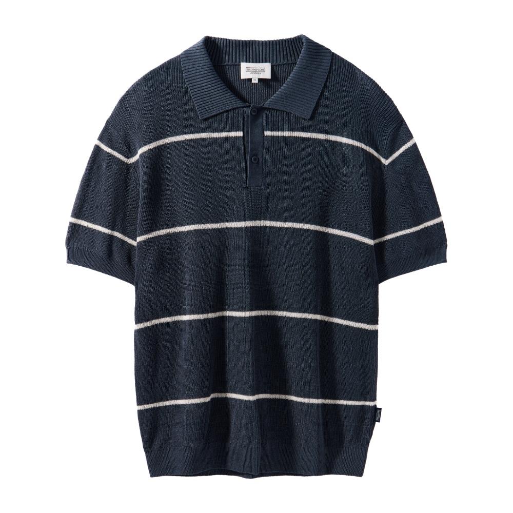 Brompton London Striped Collar Half Sleeve Knit - Navy (P242Mkt514) Navy/110