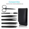 6PCS rofessional Tweezers Set Stainless Steel Precision Tweezer Kit for Eyebrows Facial Hair with Travel Case