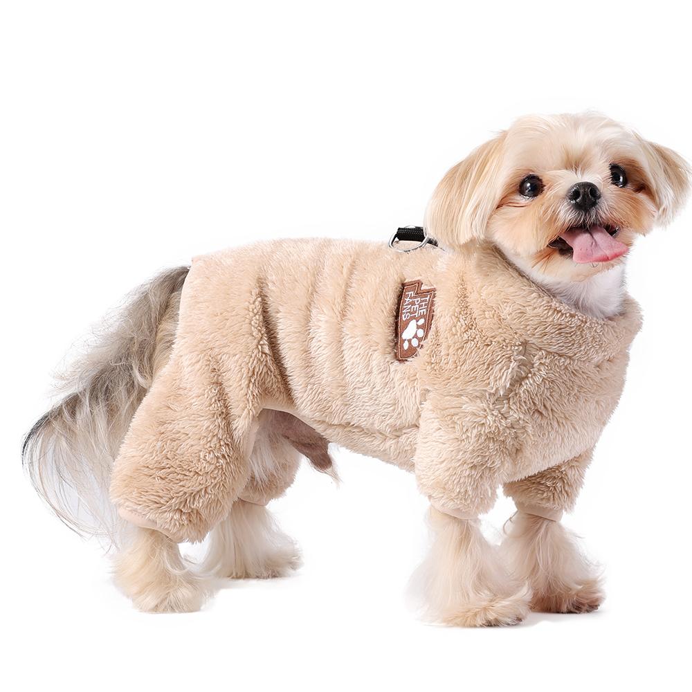 Winter Hunde Overall Mantel Warm Vierbeinig Haustier Jacke mit D-Ring Weiche Flanell Kleidung für Kleine Mittelgroße Hunde Yorkshire Chihuahua Welpen Kostüm Outfit