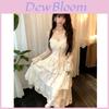 Knitted Lace Embroidered Long Dress For Spring Winter Womens Vintage Style