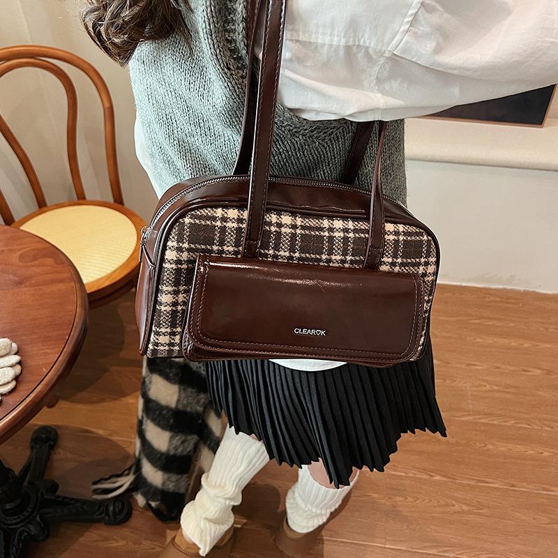 New Year's popular color retro plaid mini lipstick bag texture trend red envelope women's bag oblique span bag