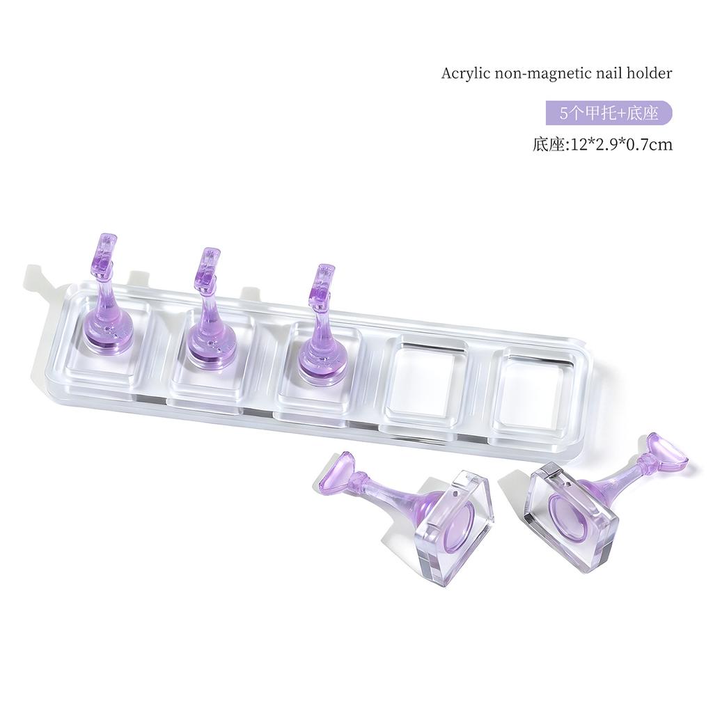 5/10Grid Non-Magnetic Nail Acrylic Display Stand Transparent Holder For Practice Showing Shelf False Nails Holder DIY Salon Tool