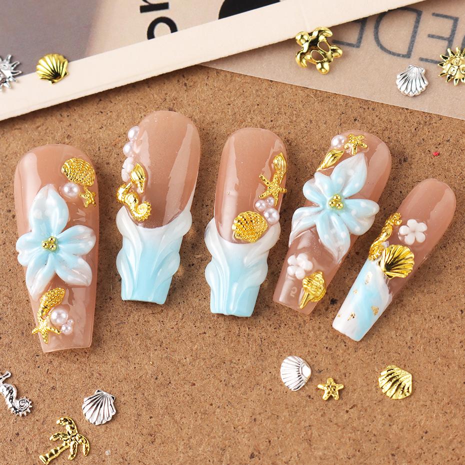 Xiaomi 1 Bottle Ocean Nail Charms Metal Golden Silvery Starfish, Seashells, Conches, Coconut trees Nail Art DIY Accessories Decoration