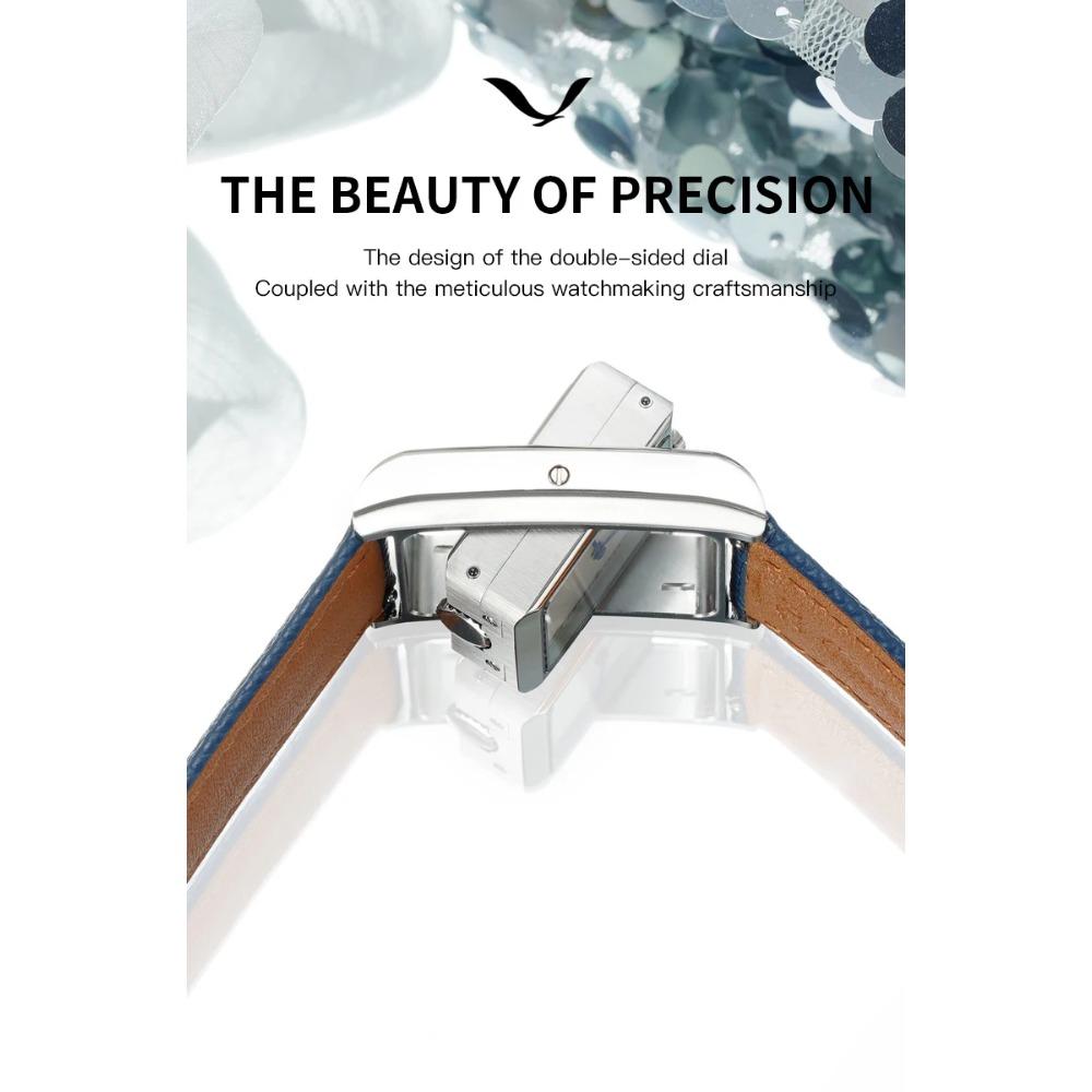 Relógio de Quartzo Quadrado Novo da Moda 2025 Specht & Söhne Dupla Face Relógios Masculinos Aço Inoxidável Cristal de Safira Reloj Hombre 24.5MM