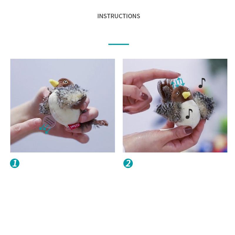 Interactive Plush Toys for Cat Squeak Cat Toy Bird Sparrow Catnip Toys Vivid Chirping Simulation Bird Interactive Cat Toy
