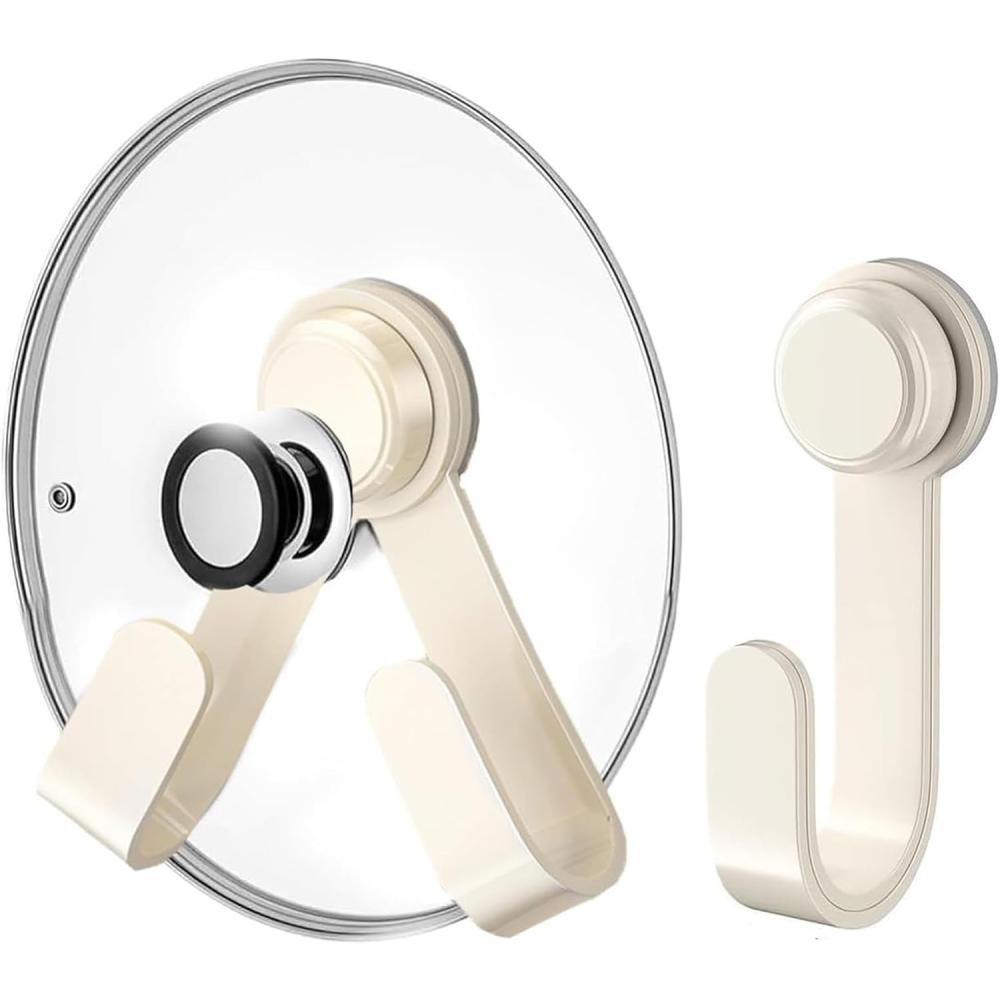 

Adjustable pot lid rack with suction cup, wall-mounted rotating kitchen organizer for LIDS, cutting boards, cabinets