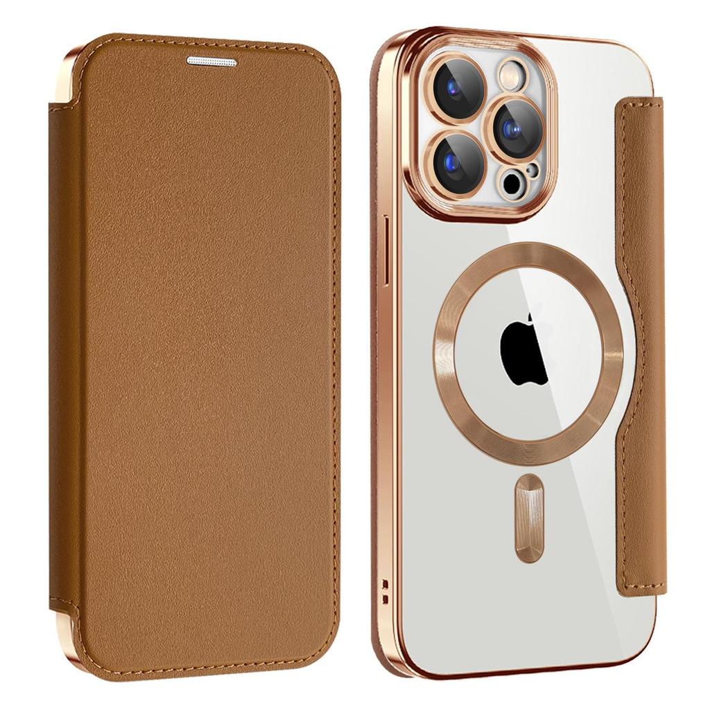 SE4 Flip Leather Case with Magnetic Suction for iPhone 14/15/16 Pro