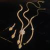 Fashion Creative Wedding Zircon Flower Jewelry Set - Bridal Reception Earrings and Necklace Set