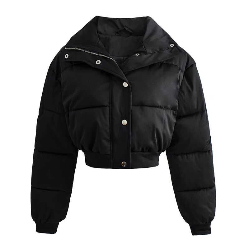 Winter Walk Kendall Wind Sexy Stand Collar Zipper Thermal Bread Coat Small Short High Waist Cotton Coat Jacket