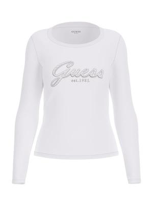 Guess CN LS Embro Script Logo Tee