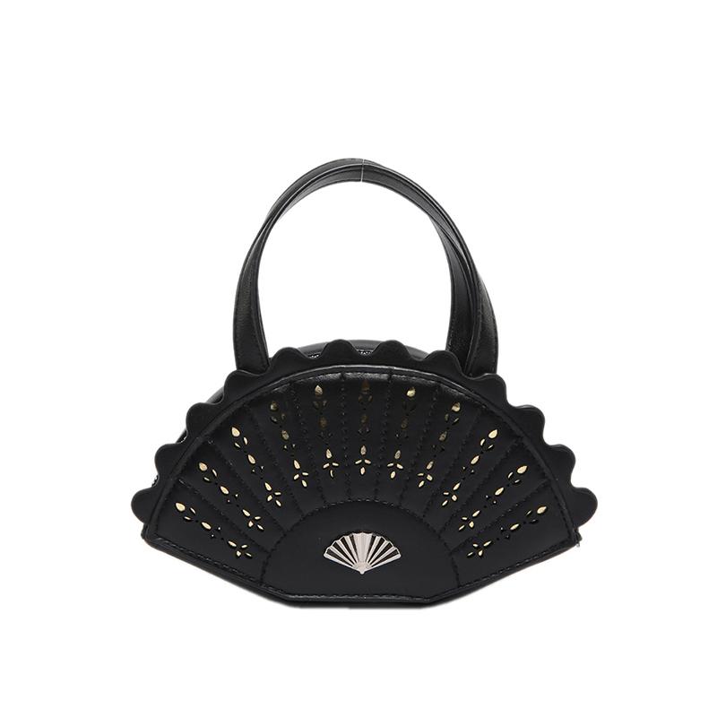 

Personality Fan Shape Hollow Out PU Handbags Solid Zipper Super Cool Hot Trendy Stylish Design Women s Handbags 2025 Fashion New чёрный