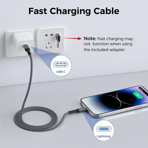 Basesailor USB C Lightning Charging Cable 3M and USB Adapter, MFI Certified iOS Lightning Cable Type C PD Fast Charging Cord, Compatible with iPhone 1