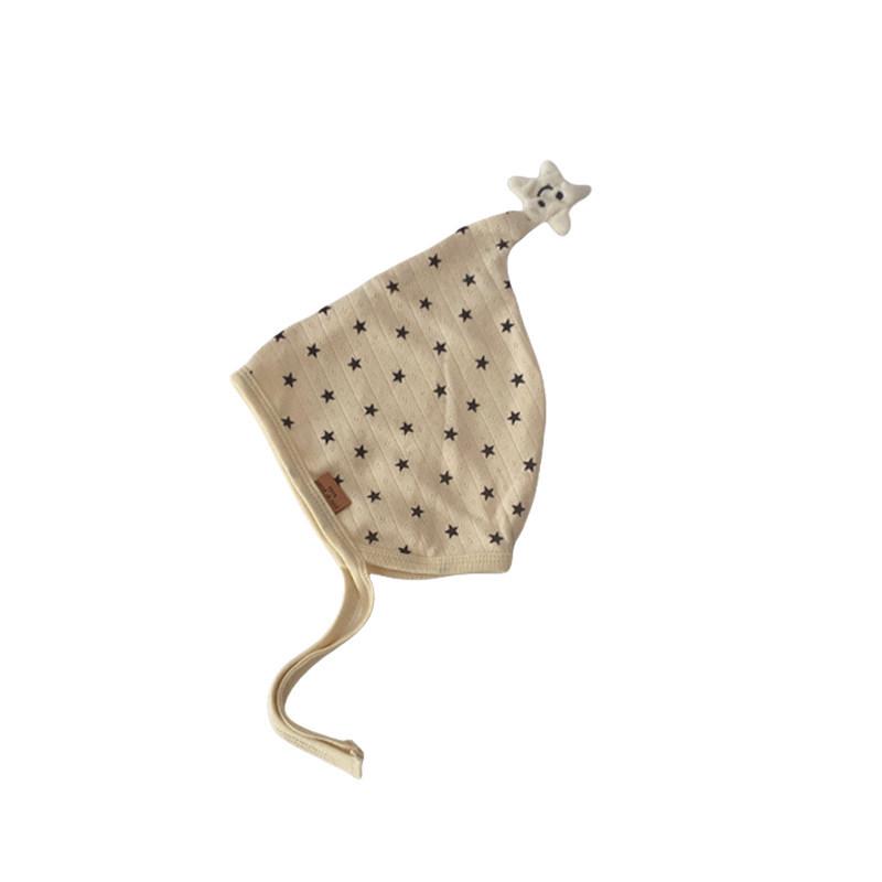 2026 Spring Newborn Star Pattern Lace-up Baby Ear Protection Hat - Super Cute Fetal Cap