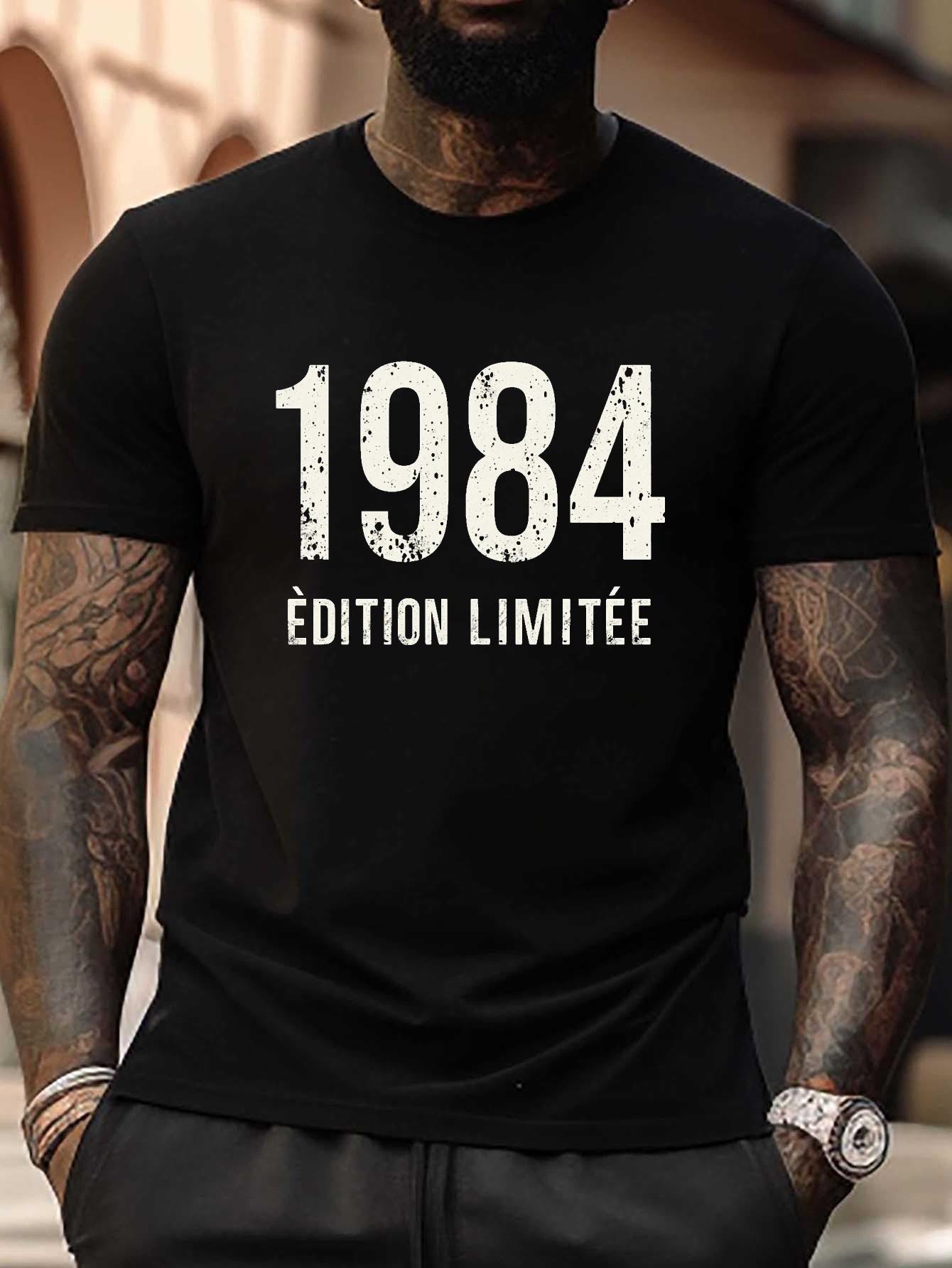 

Distressed 1984 French Edition Limited T-shirt - Casual Crew Neck XXXXL