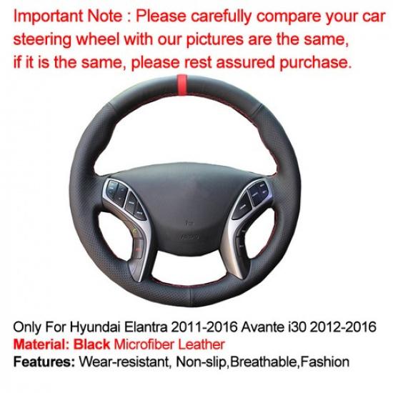 Car Steering Wheel Cover Hand Sew Microfiber For Hyundai Elantra 2012-2015 2016