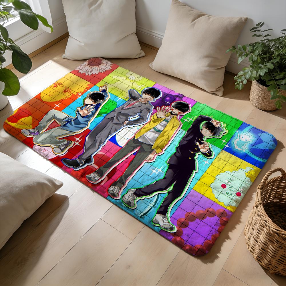Hot Anime Fun MMob Psycho 100 Floor Mat Soft Flannel Absorbent Mat Non-Slip Rug Home Bedroom Bathroom