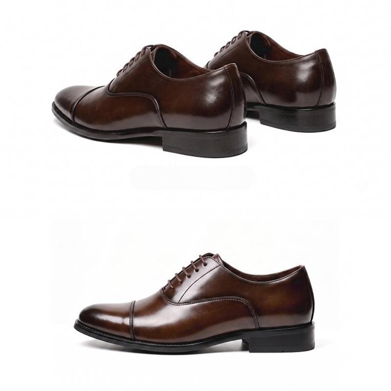 High Quality Oxford Dress Shoes Men Genuine Cow Leather Suit Shoes Lift Brogues Wedding Formal Elevator Shoes