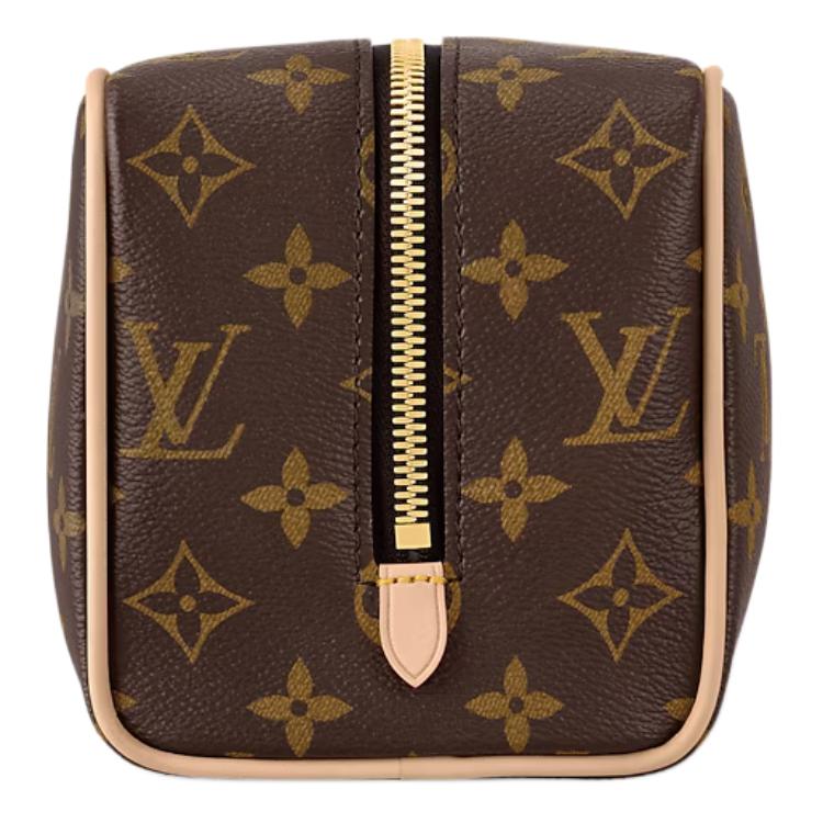 Louis Vuitton Dopp Kit Monogram Canvas With Leather Trim Toiletry Bag Women Toiletry Bag Brown M83112