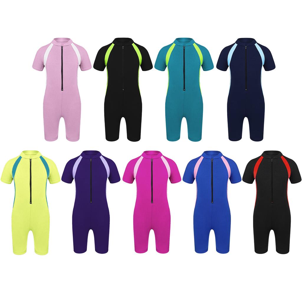 Dětské Dívčí Shorty Neoprén Jednodílný Rash Guard Plavky S krátkým rukávem Sluneční souprava Koupání Potápěčské Plavky