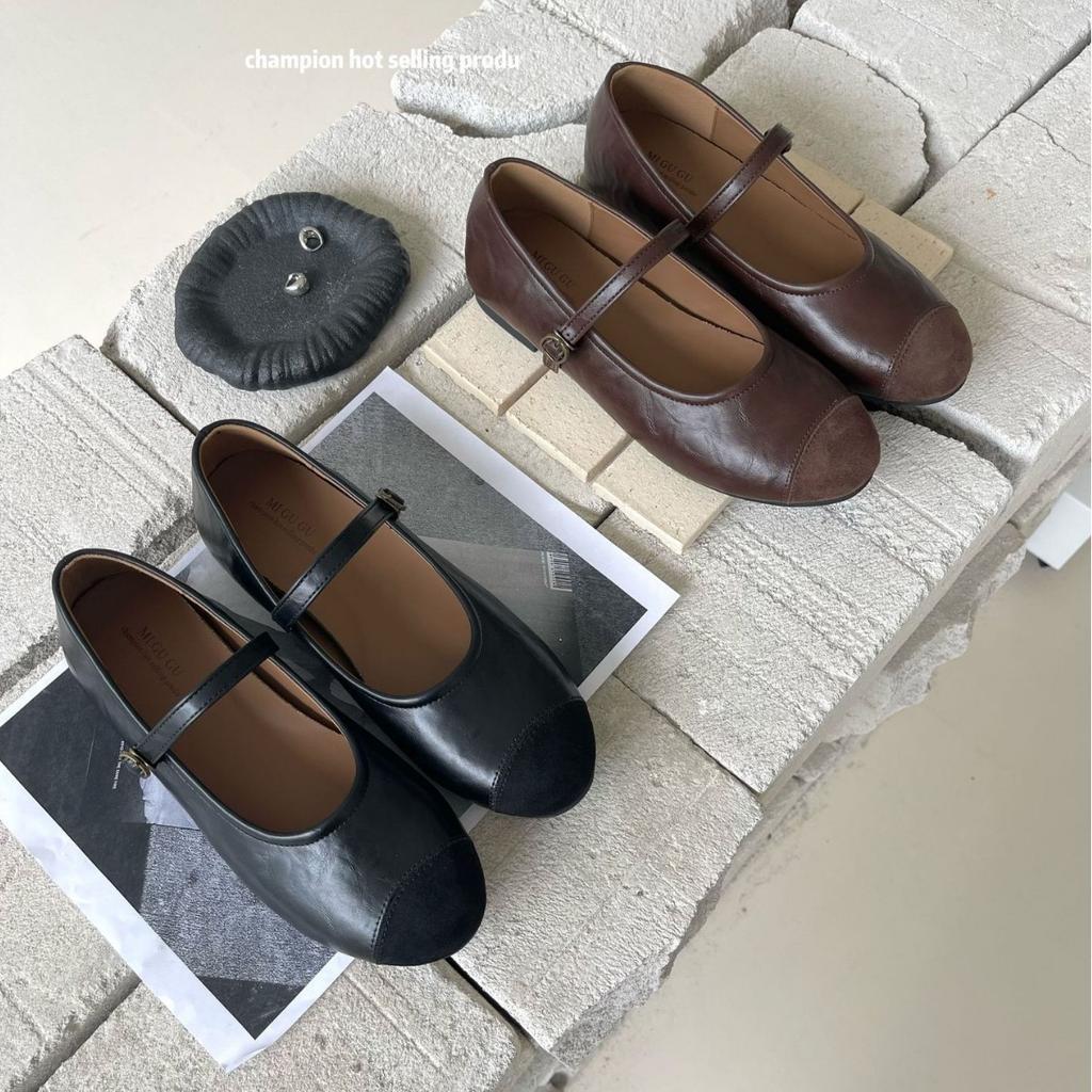 2025 Winter New Round Head Suede Soft Sole Soft Sole Versatile Doudou Cross Word with Ballet Commuter Women's Shoes
