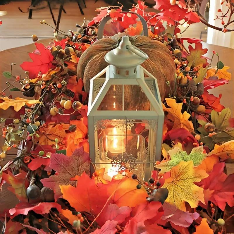 40pcs Autumn Thanksgiving Decoration Simulation Maple Leaf Autumn Home Decoration Colorful Leaf Courtyard Festival Decoration