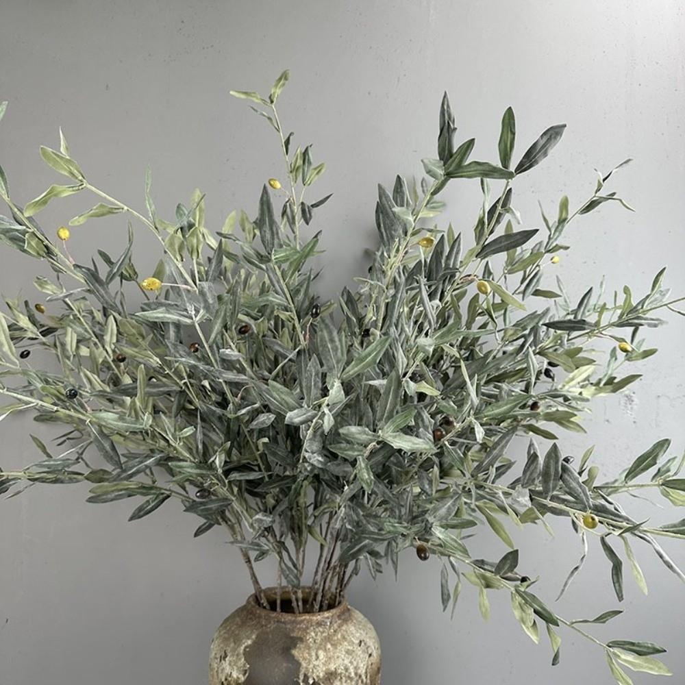 Plastic Simulated Olive Leaf Plant Lifelike Fake Olive Tree Olive Fruit Branch Vase Arrangement