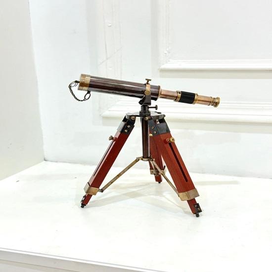 38.1 Cm Handmade Decorative Brass Telescope with Wood Tripod Stand Royal Spyglass Home, Office Table Decor for Gifting Anniversary