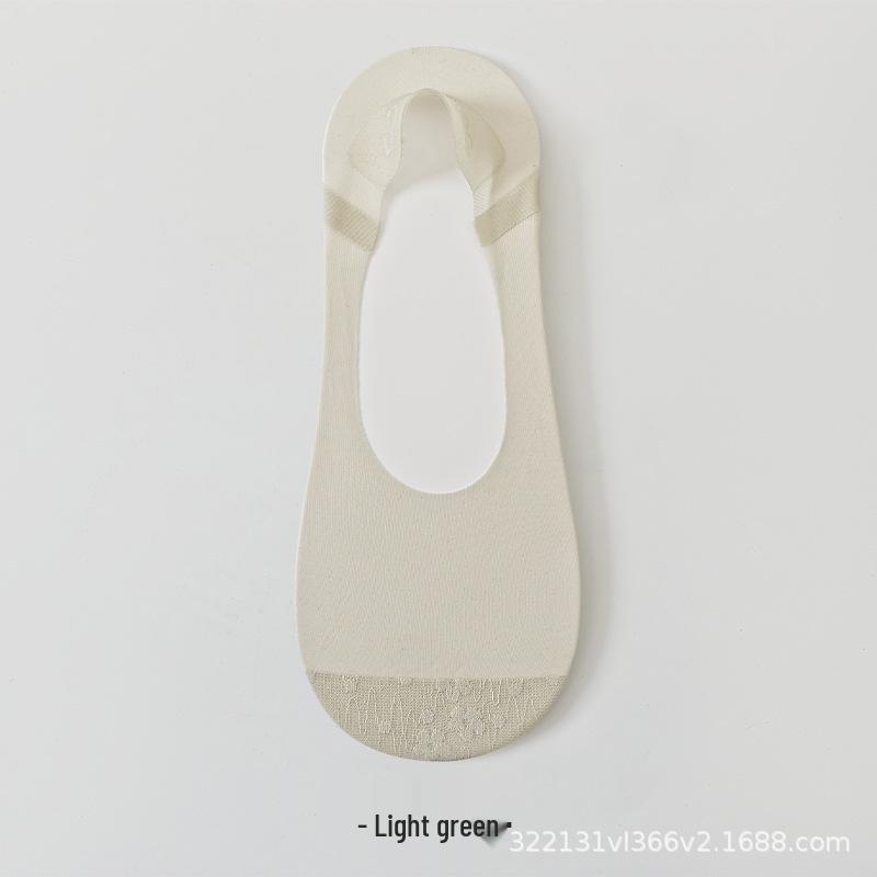Women's 2026 Spring/Summer Invisible Cotton Bottom Anti-Slip Gel Heel Boat Socks - Ice Silk, Thin Deep Cut Style