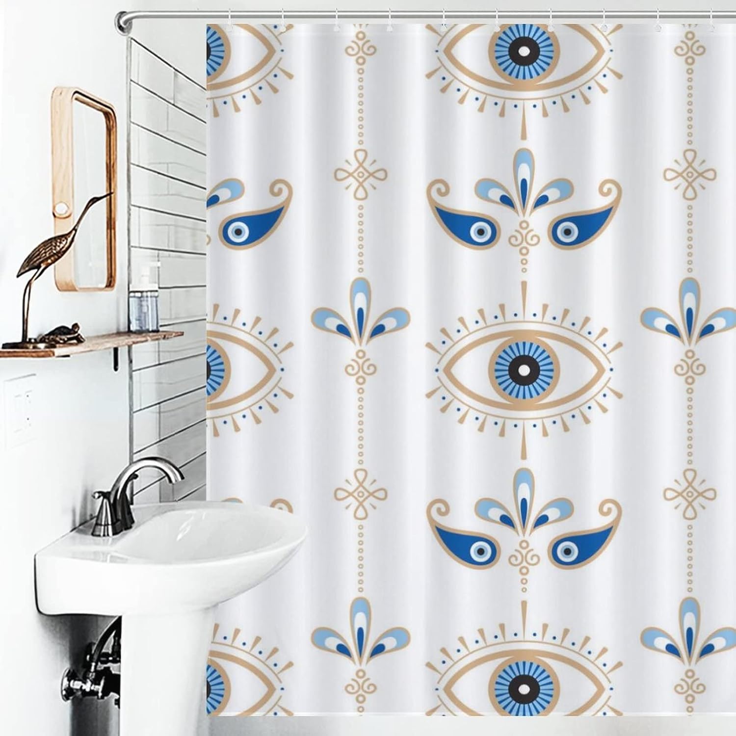 

Evil Eye Shower Curtain (66x72Inch), Polyester Fabric Printed Shower Curtain Set for Bathroom with Hooks