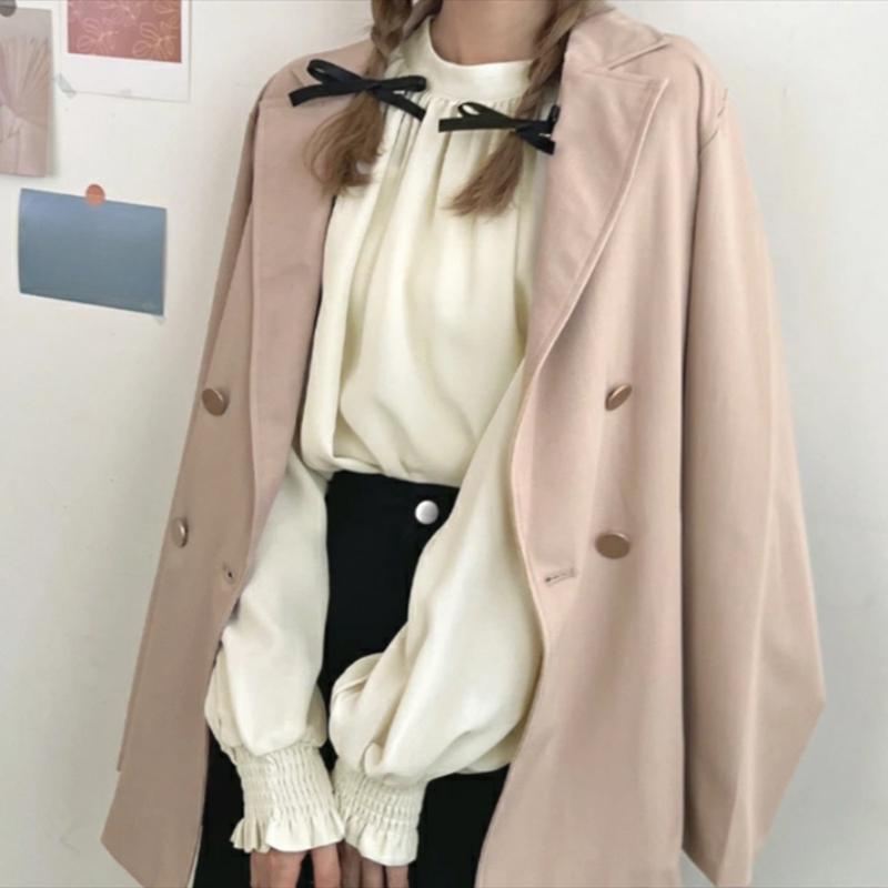 Spring New Vintage Loose Puff Sleeve Blouses Women Elegant Fashion Solid Casual Chiffon Shirt Women Simple Slim Pullover Blouse Woman Clothing 26567