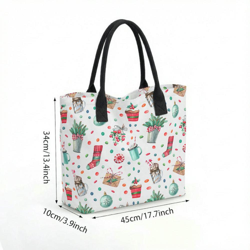 Christmas Printed Casual Large Capacity Shoulder Handbag for Daily Use