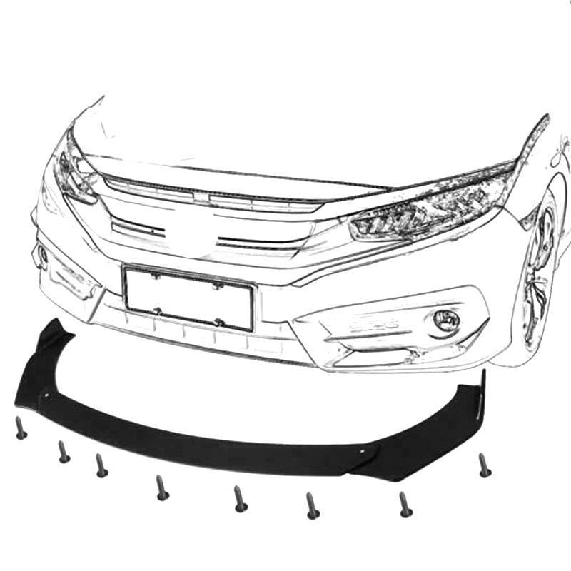 Universal Carbon Fiber Pattern Front Lip Kit for Cars - Three-Piece Accessory Set
