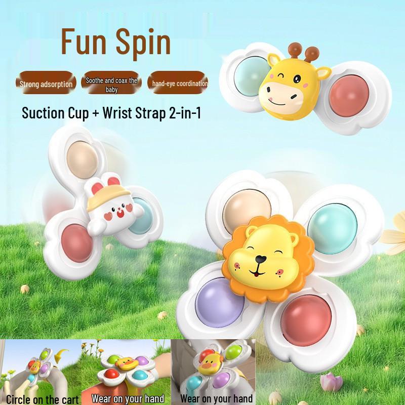 

Spinning Cartoon Gyroscope Bracelet Teether: Suction Cup Rotating Toy for Babies and Toddlers.
