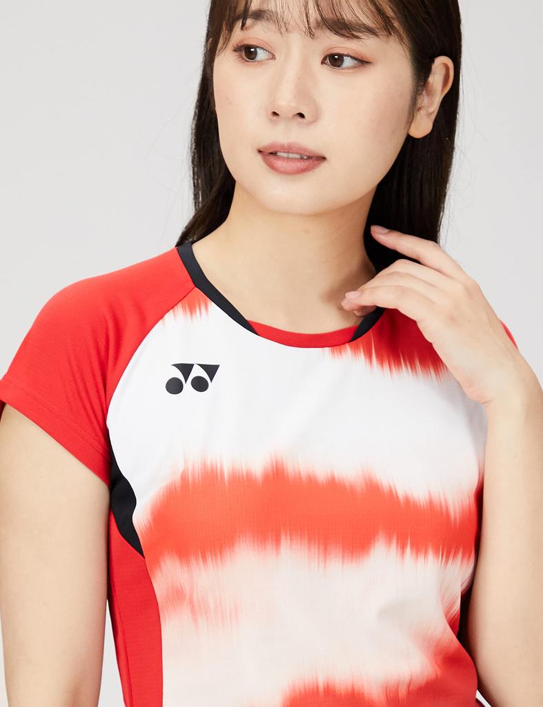 YONEX Tornado Red Short Sleeve Game Shirt Size S Women's (662)