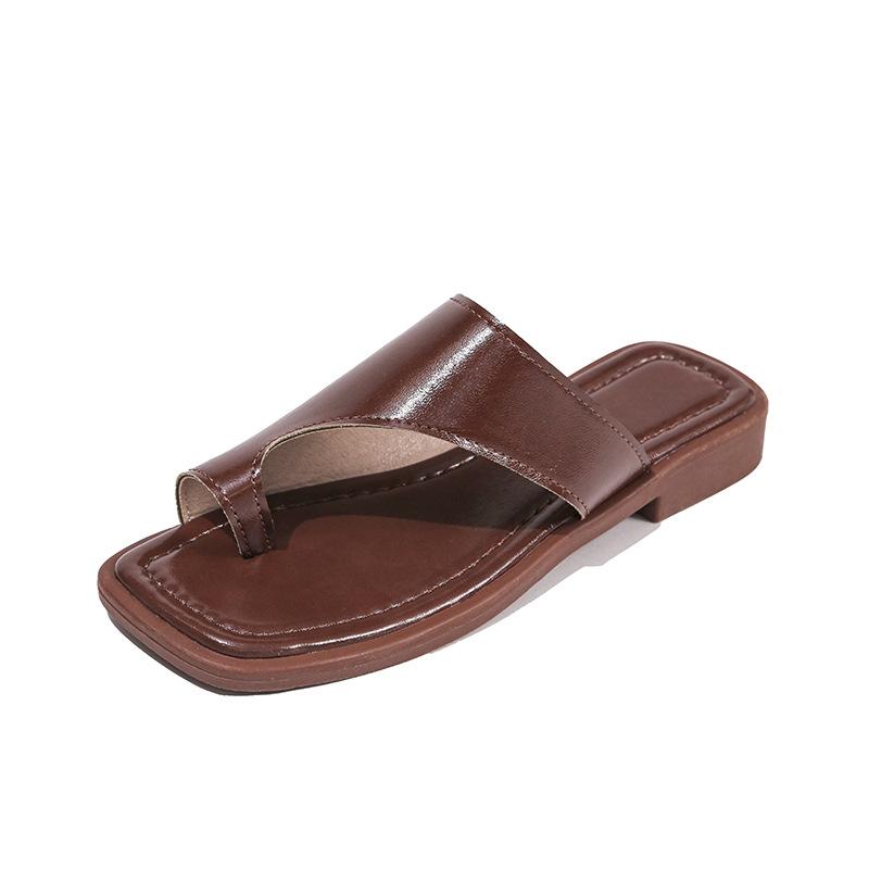 22 new set of toe cool slippers soft leather soft bottom comfortable outer wear fairy wind beach cool slippers tide
