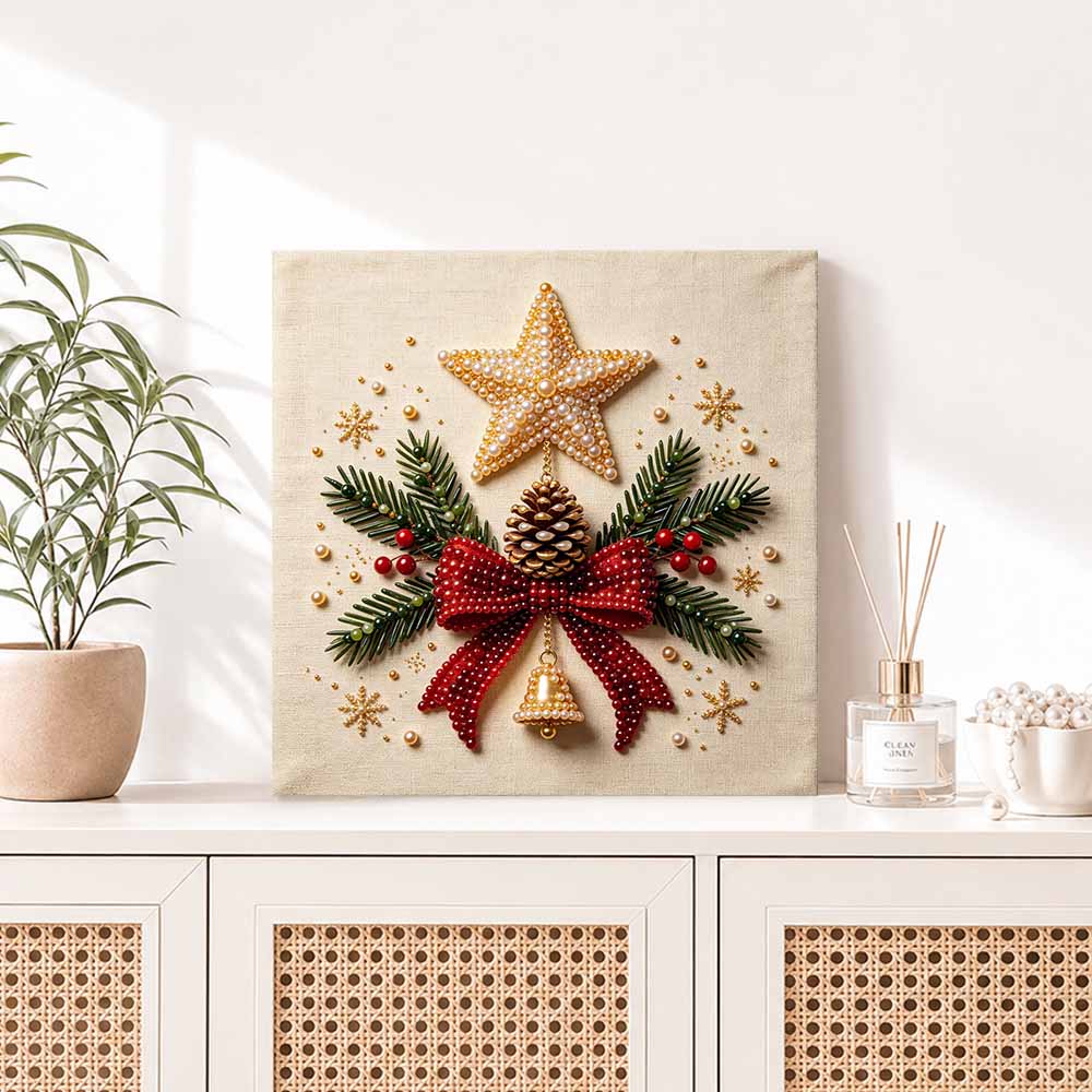 Pearl Painting Christmas Star Pinecone Bow Bell Art Kit DIY Home Decor Painting