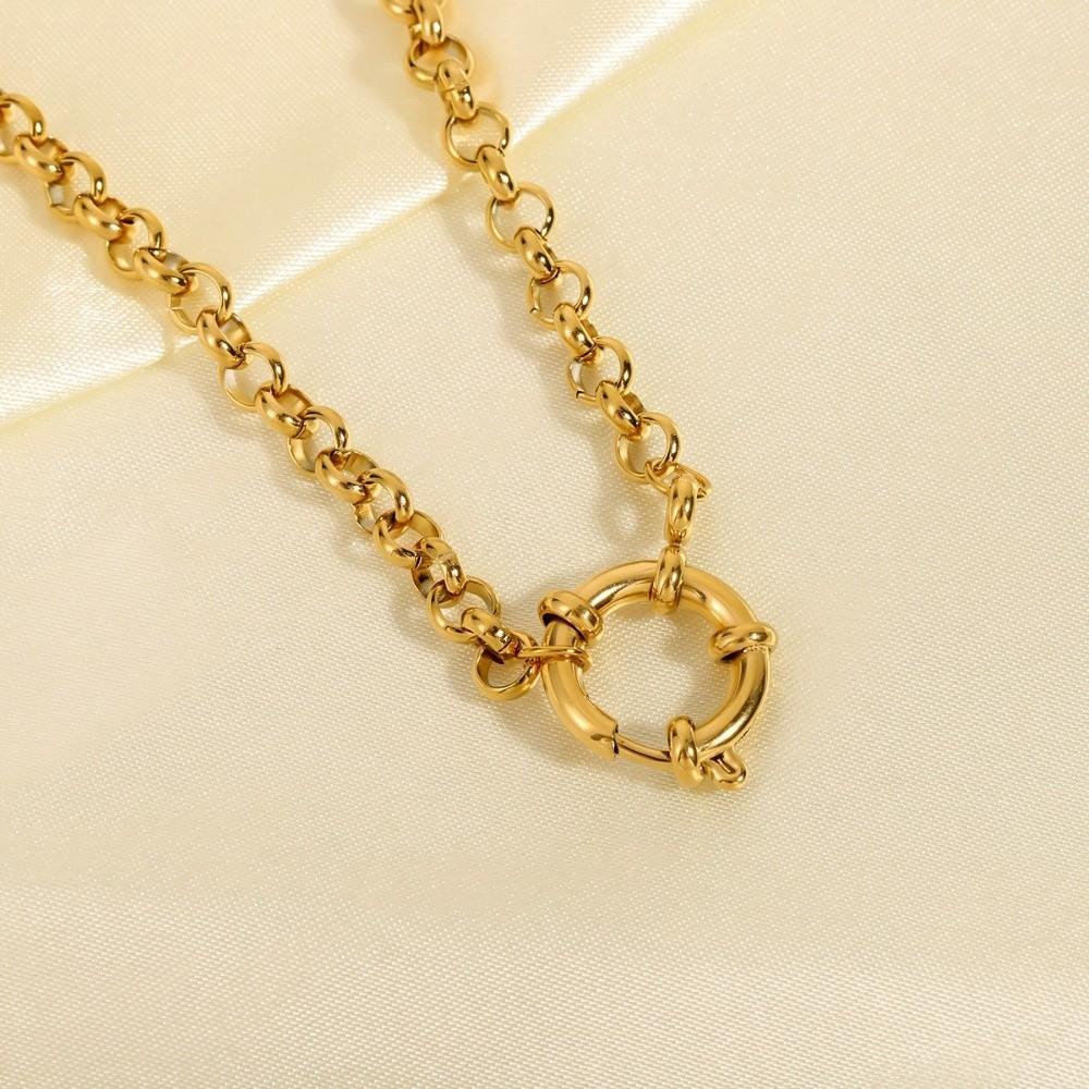 Simple Minimalist Choker Necklace Stainless Steel Collarbone Chain Circular Pendant Necklace  Gift