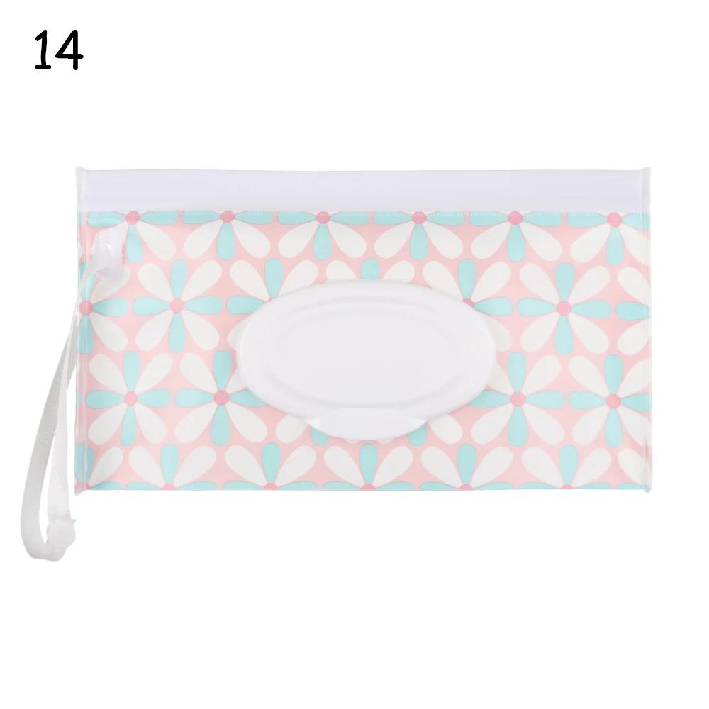1PC Wet Wipes Bag Portable Flip Cover Snap-Strap Cosmetic Pouch Cute Baby Tissue Box Outdoor Cute Stroller Carrying Case Acces