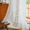 Cotton Linen Embroidery Tassel Curtains Road Pocket Shade Curtain for Kitchen Bedroom Living Room Bay Window Cabinet Curtain