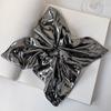 21cm Oversize Metallic Black Silver Hair Scrunchies Faux Leather Square Elastic Hair Bands Women Girls Accessories Hair Ties