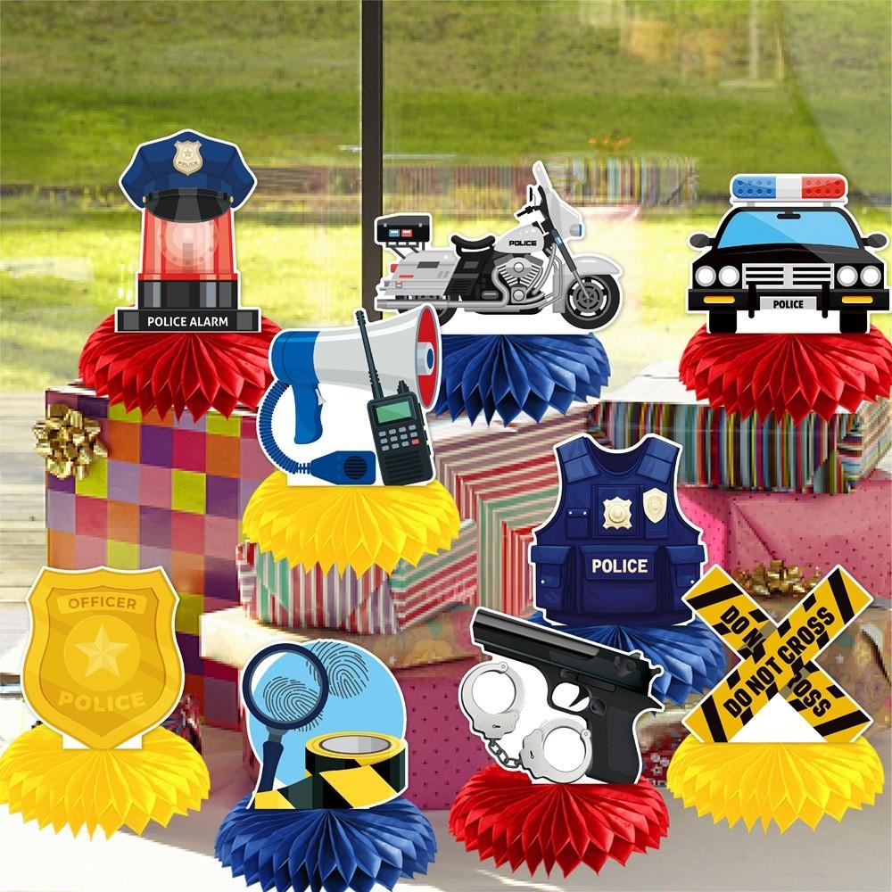 Children Police Themed Birthday Party Desktop Decoration Ornaments Honeycomb